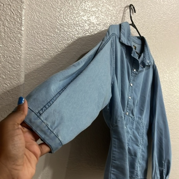 Kroix Womens Size 1X Long Sleeve Shirt Jean Look Pearl Snap - Picture 2 of 10